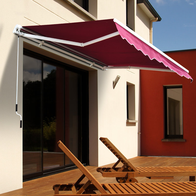 Outsunny 8 ft. W x 7 ft. D Fabric Retractable Standard Patio Awning